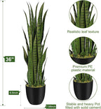 3ft Artificial Snake Plant – 36in Faux Sansevieria Plants, Fake Floor Plant for Indoor Outdoor