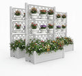 5' Tall Raised Garden Bed with Trellis, Self Watering Planter Box for Outdoor Climbing Plants Resin Garden Lattice for Vegetables, Flowers, Tomato & Vine with Drainage Holes (Ashen, 3 Pack)