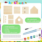 Liliful 2 Sets Wooden DIY Birdhouse Kit, Unfinished Bird Houses with Paints and Paintbrushes, Bird Feeder Craft Arts for Kids Ages 4-8, 8-12, Classroom Activity and Adults Wooden Craft Gifts