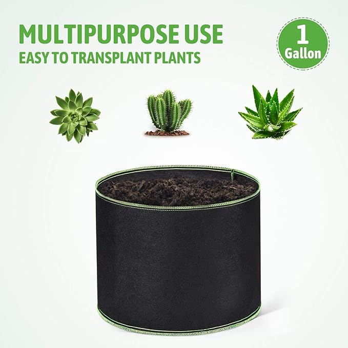 Delxo 20-Pack 1 Gallon Grow Bags,Garden Planting Bag,300G Thickened Breathable Nonwoven Cloth Fabric Pots for Fruits,Vegetable,Tomato(Black)