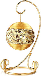 MorningRo 1 Pcs Ornament Display Stand 7.5" Height Ornament Stand Holder Ornaments Hanger Terrarium Bracket Air Plant Holder Hanging Hook for Christmas Home Party Wedding Decoration(Gold)