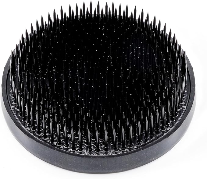 Wazakura Japanese Ikebana Kenzan Flower Holder 89mm (3.5"), Made in Japan, Round Large - Black