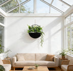 Fake Hanging Plants Artificial Plants Indoor, Faux Plants Eucalyptus in Pot for Living Room Bathroom Wall Décor, Outdoor Porch Decorations, Farmhouse Home Office Décor（Black）