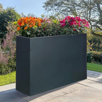 SUNNYPARK Large Metal Planter Box 32”x 12”x 24”, Rectangular Modern Grey Metal Planter Box Heavy Duty with Drainage Holes for Outdoor Garden Patio