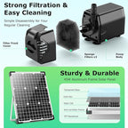 POPOSOAP Solar Fountain Pump, 45W Solar Pond Pump Kit with 340GPH Flow Rate Adjustable, PVC Tubing Solar Powered Water Pump for Outdoor Fountains, Garden, Ponds, Pools, Fish Tank, Backyard P145H