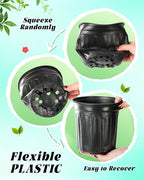 LWWTBS 1 Gallon Plastic Plant Nursery Pot/Pots 65pcs Seedlings Flower Plant Container Seed Starting Pots Flexible Thickened Soft Plastic Garden Seedling Pot with Holes