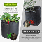 6-Pack 12 Gallon Grow Bags, 300G Thickened Nonwoven Plant Fabric Pots with Reinforced Handles for Garden Indoor Outdoor