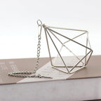 Geometric Silver Iron Air Plant Hangers and Stands Set - 2 Hanging with Chains + 4 Tabletop Holders for Tillandsia, Succulents, Modern Home Decor, Wall or Desk Display