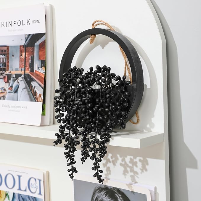 Artificial Hanging Plants Hanging Planter Fake Succulents Artificial String of Pearls with Pot and Lanyard for Home Office Wall Decoration