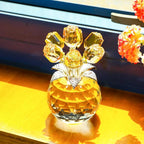 YWHL Handmade Crystal Yellow Rose Flower Figurine With Round Vase, Romantic Gifts for Wife Mom on Anniversary Birthday Mother's Day, Glass Flower for Sister Friends, Wedding Home Decorations
