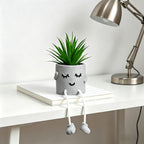 Zerzsy Small Artificial Plants in Cement Pots with Hanging Leg, Bathroom Plants Decor, Cute Fake Plant Succulents Desk Decor for Women, Shelf Decor Aesthetic - Set of 1