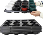 RooTrimmer 12 Cell Round Nursery Trays Thickened Durable Seedling Pots Shuttle Carrying Trays for Holding 4 inch Pots (16.85" 12.6", 5-Pack)