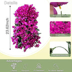 Artificial Flowers for Outdoors Fake Fuchsia Bougainvillea Hanging Flower Decoration, 2Pcs Realistic Faux Silk Plants Long Trailing Vines, Spring Decor for Porch Patio Balcony Planter Yard