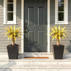 Artificial Green Edged Gold Leaf Spiny Agave Plant with 23 Leaves, 23.62in Faux Agave for Indoor & Outdoor Home Decor Perfect for Porch Living Room Bedroom Patio & Office（2 Pack）