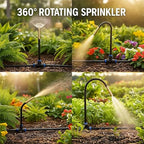 Automatic Garden Irrigation System 100ft, Upgraded Drip & Spray Watering Kit with 18 Adjustable Copper Nozzles for Raised Beds, Outdoor Garden, Lawn, Potted Plants & Greenhouse (100ft)