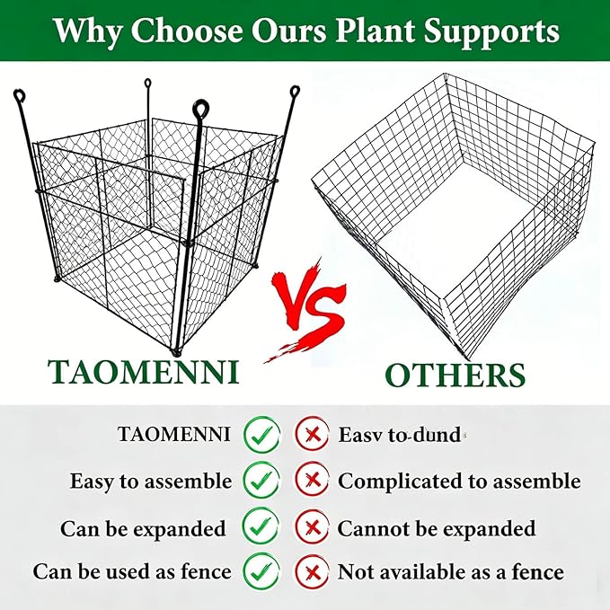 5 Pack Plant Protectors from Animals, 20Pcs 1" Mesh DIY Plant Cages 13.8"x13.8"x12", Metal Garden Animal Barrier with Stakes, Keep Rabbits & Chipmunks Out for Vegetables, Shrubs & New Plants
