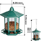 Birdream 2 Pack Bird Feeders for Outdoor Hanging, Retro Pagoda Design Fun Installation Bird Feeder, Attracting Wild Birds Chickadees Goldfinches Cardinals Finches and Sparrows - Green