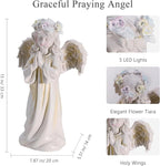 Angel Garden Statue,Memory Guardian Solar Garden Decor with Warm Light,Waterproof Outdoor Garden Decor Praying Angel Figurine Sculpture for Lawn Yard Patio,Sympathy Present,White