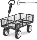 VEVOR 900 LBS Steel Garden Cart, 2 in 1 Handle, Heavy Duty Pullable Garden Wagon with 10" Flat-Free Tires, Outdoor Utility Yard Wagon Cart with Detachable Side Panels, Attach to ATV or Tractor