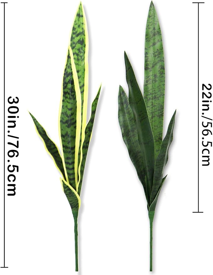Bird Fiy Artificial Snake Plants 30" Faux Agave Fake Sansevieria Artificial Silk Plant for Home Garden Office Store Decoration 4 Pcs (Green)