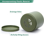 D'vine Dev 12 Inch Plastic Planter Pots for Plant Pot with Drainage Hole and Seamless Saucers, Olive, 74-X-I-3