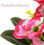 Red Pink Fake Orchids Flowers in Pot Bendable Faux Orchids Artificial Flowers Washable Silk Orchid Phalaenopsis Decor for Home Wedding Table Centerpiece Bathroom Office