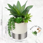 Hollyone Large Artificial Succulents Plants Faux Succulents 12" Fake Succulent Plants in Sliver Ceramic Pot Succulent Plant for Desk Modern Home Living Room Office Table Shelf Decor