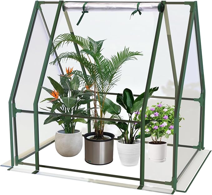 Mini Greenhouse, Portable 3x3x3ft Greenhouses for Outdoors Indoors Plants, Tabletop Small Green House with Roll-up Zipper Windows, Thickened PVC Cover for Outside
