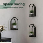 Hanging Planter for Indoor & Outdoor Plants, Mid Century Modern Iron Frame Wall Decor for Living Room Garden Patio 3 Pack Black（No Light）