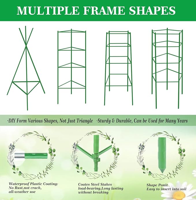 Moirsunt 6 Packs Tomato Cage for Garden Plant Support, Up to 48inch Garden Plant Stakes Tomato Trellis for Potted Plants, Deformable Tomato Cage Trellis for Climbing Plants Vegetables Flowers