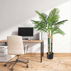 DUMOS 47in Artificial Palm Tree, Tall Faux Fake Plants Indoor with Black Planter Pot and Lifelike Leaves, Maintenance Free Artificial Silk Tree for Home, Office, House, Living Room, Porch Decor