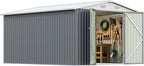 Patiowell 10 x 12 FT Outdoor Metal Storage Shed, Heavy-Duty Shed Storage with Lockable Doors and Steel Frame, Utility Tool Outside Large Storage Shed for Garden, Patio, Backyard, Gray