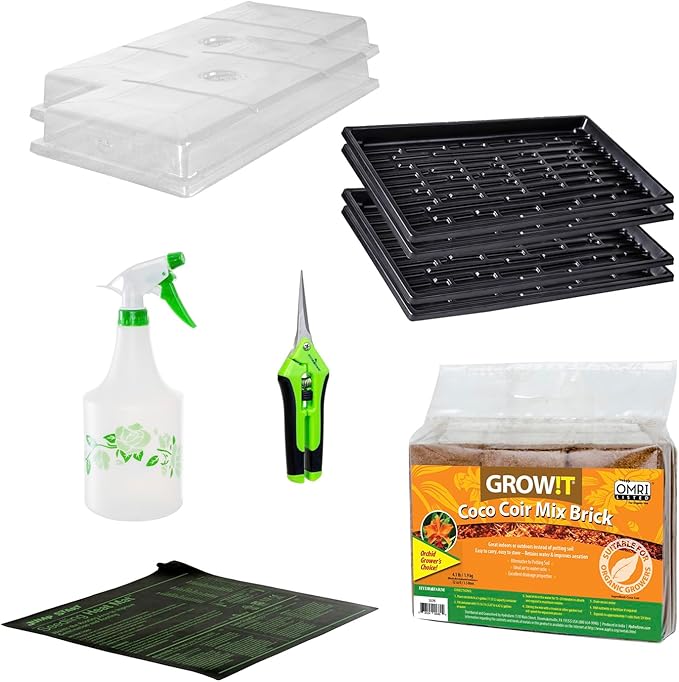 SunBlaster Microgreen Growing Kit Includes Reusable microgreen Trays, Heat mat, 2" Vented Domes, Coco Coir, Spray Bottle, Pruner, Indoor Seed Starter kit, Indoor Gardening