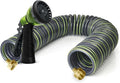 Coil Hose 25FT EVA Coil Garden Hose With 3/4'' Brass Connector Coiled Water Hose Lightweight And No Kink Includes 7 Patterns Spray Nozzle For Outdoors Lawn Watering Car Washing