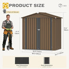 DWVO 6x4ft Metal Outdoor Storage Shed, Waterproof Tool Shed Heavy-Duty Storage Unit with Lockable Door and Vents, Ideal for Bicycles, Tools, Lawnmowers, Backyards, Patios, Lawns - Brown