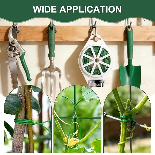 Green Twist Ties, 262 Feet (80m) Sturdy Plant Ties with Cutter, Rustproof & Flexible Gardening Ties for Tomatoes, Vines & Flowers, Twist Tie Use for Indoor/Outdoor Home & Office