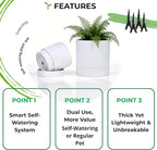 GreenShip 2pcs Plant pots, self Watering pots for Indoor Plants (White, 4.7in+6in)