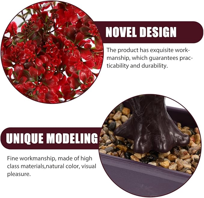Cabilock Artificial Bonsai Tree Decor, Small Fake Plants Indoor for Home Office Desk, Faux Potted Plant Zen Japanese Trees for Men Living Room Shelf Decorations
