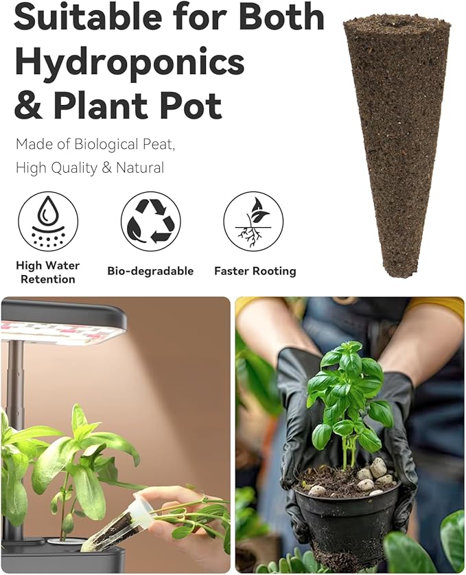 Hydroponics Seed Pod with Genovese Basil & Purple Basil, 24 Pods Complete Kit with Sponge, Basket, Dome, Label, Compatible with AeroGarden, Ahopegarden, GARDENCUBE, iDoo & MUFGA Indoor Smart Gardens