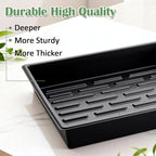 RooTrimmer 20 Pack Nursery Pots Trays (16.5"x13.2"x2.8"), Plastic Seed Starter Trays, Durable Carrying Seedling Starter Tray, Reusable Tray for Planting and Collecting Drainage Water (Black)