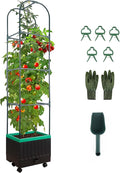Yhtpouqe Raised Garden Bed with Self Watering Garden Pots, Planter Box with Trellis for Climbing Plants Vegetable Vine Flowers, Tomato Cage Planter for Indoor Outdoor Yard Greenhouse Use