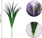 32 Pcs Artificial Grass Fake Plants 17.3in Outdoor Plants UV Resistant Faux Greenery Stems Fake Grass for Home Window Garden Office Patio Pathway Front Porch Halloween Décor Green & Purple