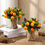 Suncalla 2 Pack Artificial Orange Potted Plants 9.45 Inches Fake Orange Tree Simulation Realistic Fruit Plant with Pot Faux Tree Indoor Decoration for Home Office Living Room Table Desk