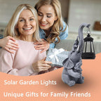 Solar Garden Outdoor Statues Lights Elephant Garden Sculptures Birthday Housewarming Gifts for Women Mom Grandma for Patio Yard Lawn Backyard Decorations
