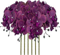 FagusHome 32 Inch Artificial Phalaenopsis Flowers 6 Pcs Artificial Orchid Flowers Stem Plants for Home Décor (Purple Piebald), FH1000143