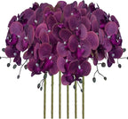 FagusHome 32 Inch Artificial Phalaenopsis Flowers 6 Pcs Artificial Orchid Flowers Stem Plants for Home Décor (Purple Piebald), FH1000143