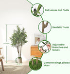 Alupssuc 4ft Olive Trees Artificial Indoor & Outdoor, Faux Olive Tree with Lively Artificial Trunk and Lifelike Fruits, Fake Potted Tree for Modern Home Office Living Room Decor