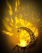 Vuees Solar Garden Statues Outdoor Decor, Fairy Moon Figurine Light Stake, Housewarming Ornament for Patio, Lawn, Yard, Pathway - Unique Gift Ideas for Gardening Mom Grandma