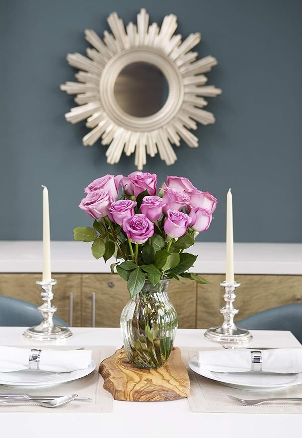 KaBloom - Bouquet of 12 Fresh Purple Roses (Farm-Fresh, Long-Stem) - Fresh Flowers for Birthday, Valentine's & Mother's Day