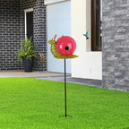 37" Bird Houses for Outside, Outdoor Metal Snail Birdhouse with Hanging String & Poles for Patio, Yard, Garden